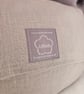 Handmade taupe-grey linen cushion with sewn printed rabbit & fluffy pompom tails - Image 9