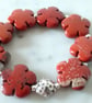 RED JASPER FLOWER STRETCHY BRACELET - FREE UK SHIPPING  - Image 5