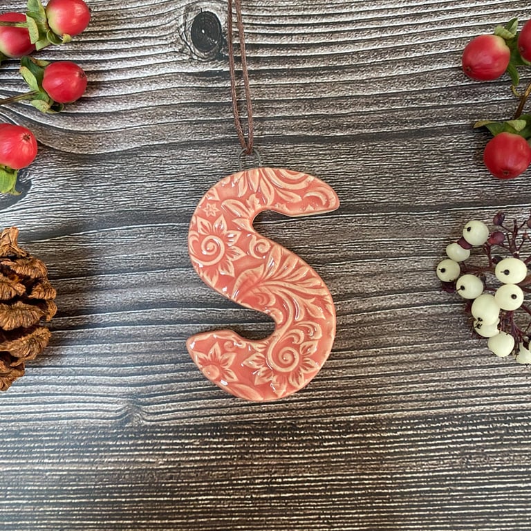Summer Seconds Ceramic Letter "S" Hanging Decoration 