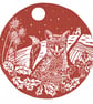 Fox Winter Scene - Handprinted  - Image 1