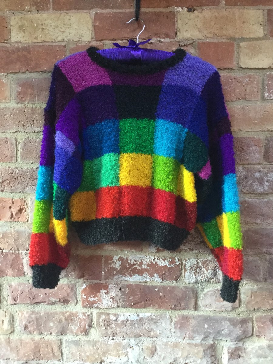 MoBair Fizz Yarn, Hand Knitted Hand Dyed Rainbow Jumper