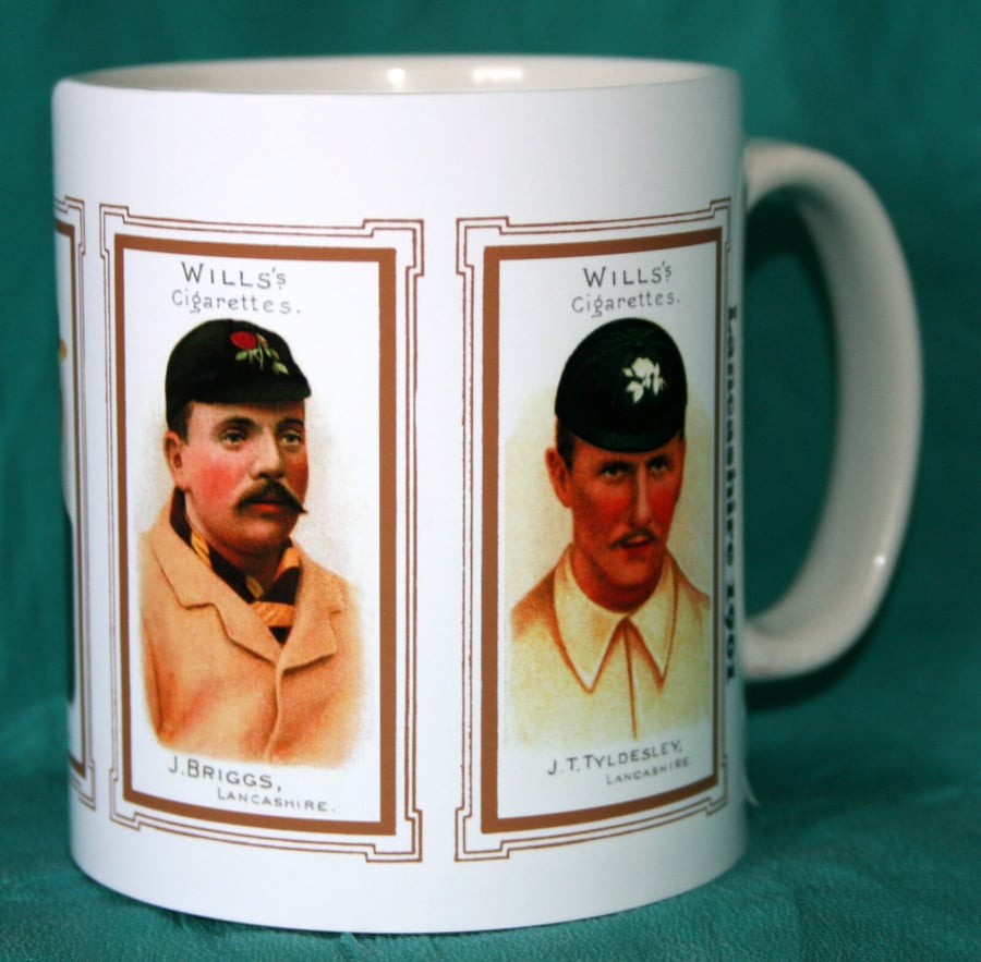Cricket mug Lancashire 1901 county players vintage design mug