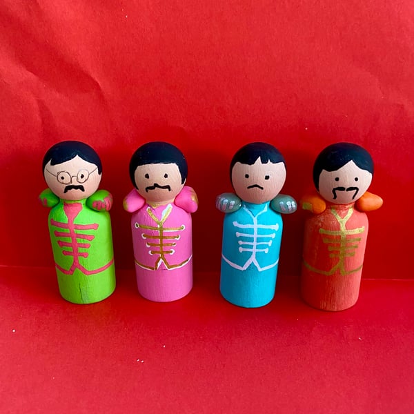 Beatles Seargent Peppers Handpainted Wooden Peg Dolls