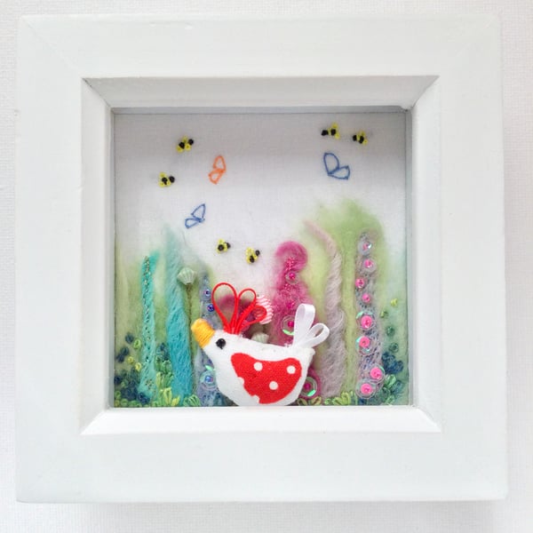 Shadow box frame Tiny Chick.