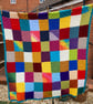 Rainbow Patchwork Crochet Baby Blanket with Turquoise Border Handmade - Image 7