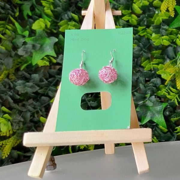 Pastel Pink filigree style earrings 