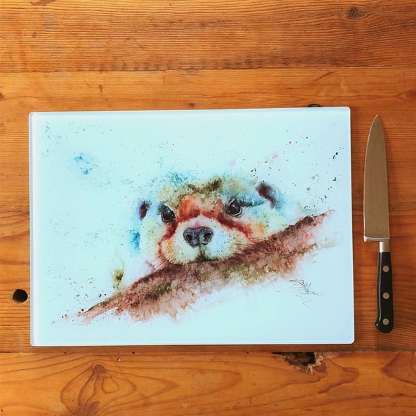 Otter 'Betty' Glass Chopping Board, Kitchen Worktop Saver, Table Mat, Cutting Ma