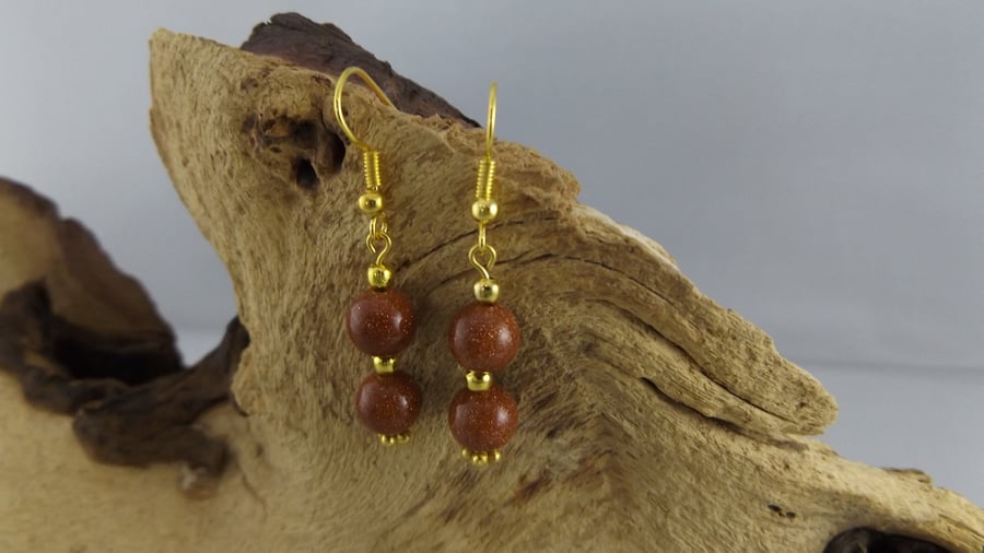 Goldstone Dangle Earrings