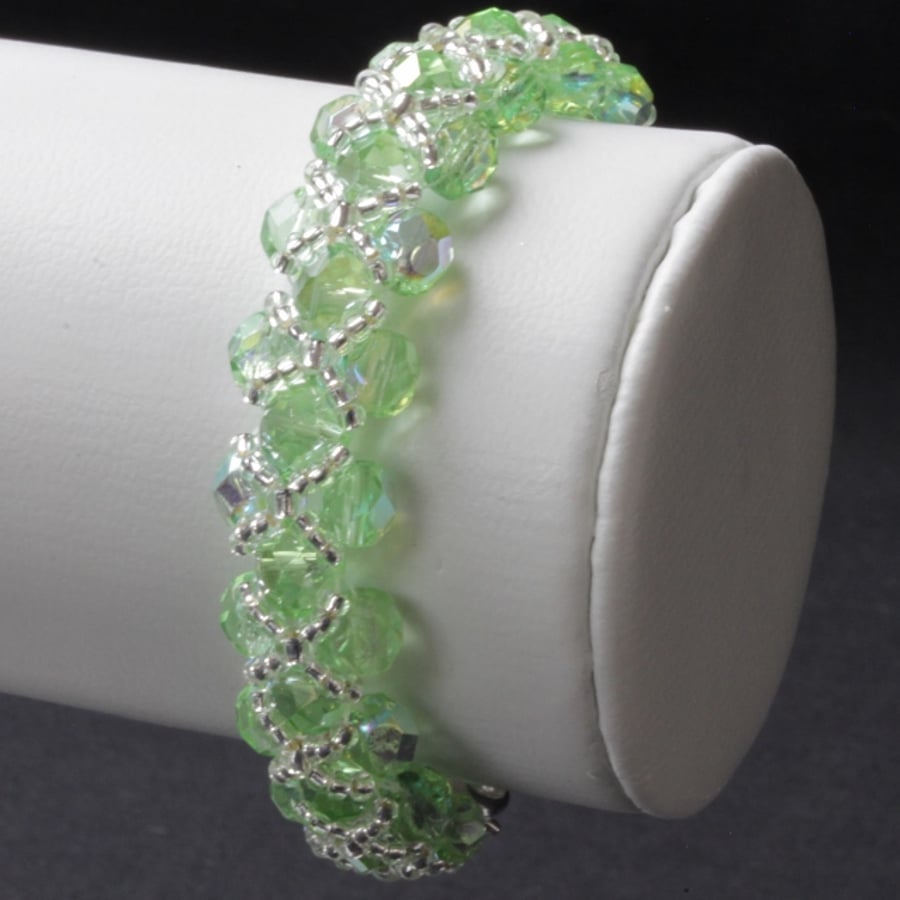 Pale Green Right Angle Weave Bracelet