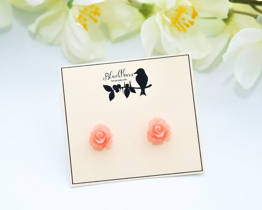 Peach Rose Earrings