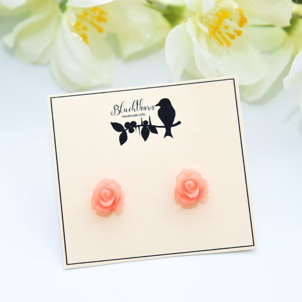 Peach Rose Earrings