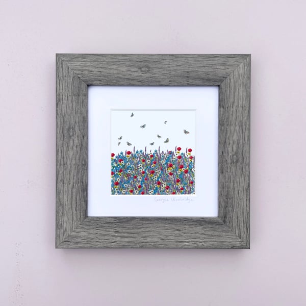 'Butterfly Meadow' 5" x 5" Framed Print