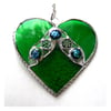 Heart Stained Glass Suncatcher Nugget Green 008