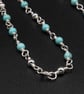 Turquoise Howlite and silver handmade link necklace. - Image 2