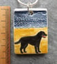 Handmade Ceramic black Labrador Retriever dog pendant - Image 4