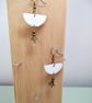 White Leather and Boho Beads Old Gold Colour Dangle Drop Earrings - Image 4