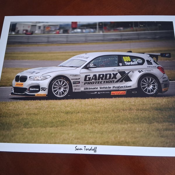 Sam Tordoff motor racing photo 16 x 12
