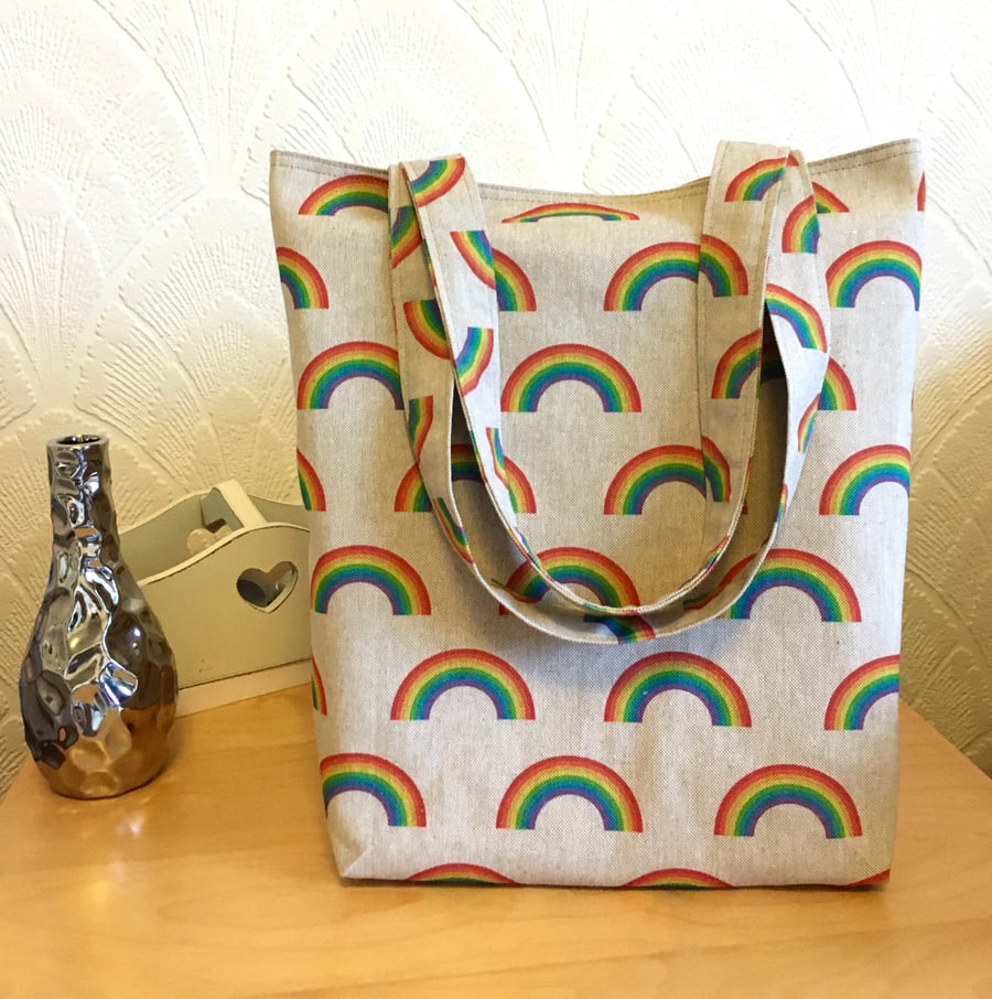 Rainbow tote bag shopper canvas bag