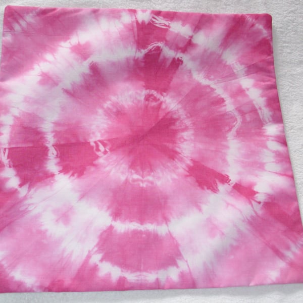 Pale Pink tie dye cushion,spirals and swirls