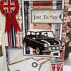 Iconic Mini and Union flag Just to say Father's day or birthday card