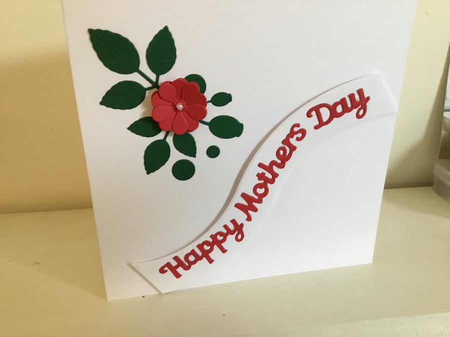 Pretty red handmade flower card