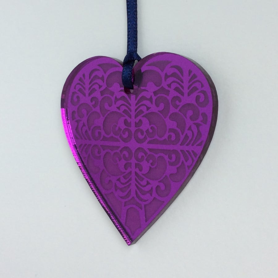 Purple mirrored heart