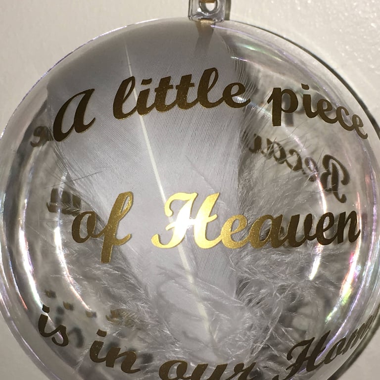 Memorial Christmas Ornament, Feather Filled Heaven Bauble