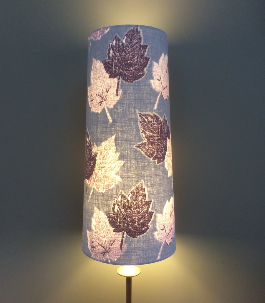 MCM leaf Grey Pink Burgandy 50s 60s Barkcloth Vintage Fabric Lampshade option 