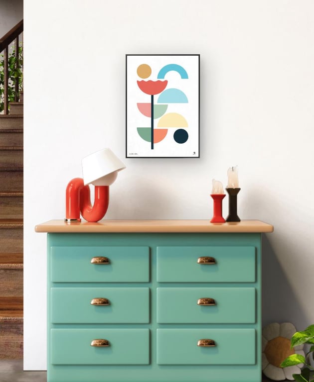 Abstract Geometric Art Print Colorful Shapes, Modern Home Decor, A4, A3