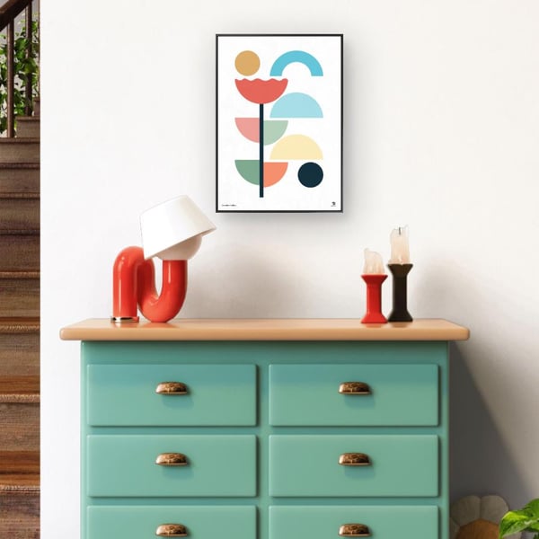 Abstract Geometric Art Print Colorful Shapes, Modern Home Decor, A4, A3