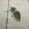 Labradorite and Paua Shell Necklace, Sterling Silver with Bezel Set Gemstones