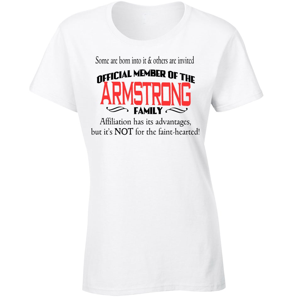 Armstrong Surname Men's Lady's T-Shirt Any Name Family Reunion Personalised