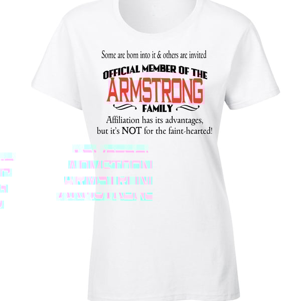 Armstrong Surname Men's Lady's T-Shirt Any Name Family Reunion Personalised