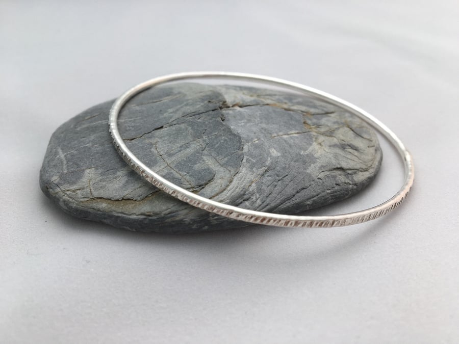 Sterling Silver Bangle for Women, Textured Bangle, Plain Bangle, Silver Bracelet