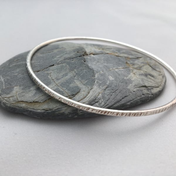 Sterling Silver Bangle for Women, Textured Bangle, Plain Bangle, Silver Bracelet