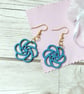 Blue wooden earrings, eco-friendly lightweight wood earrings for women - Image 2