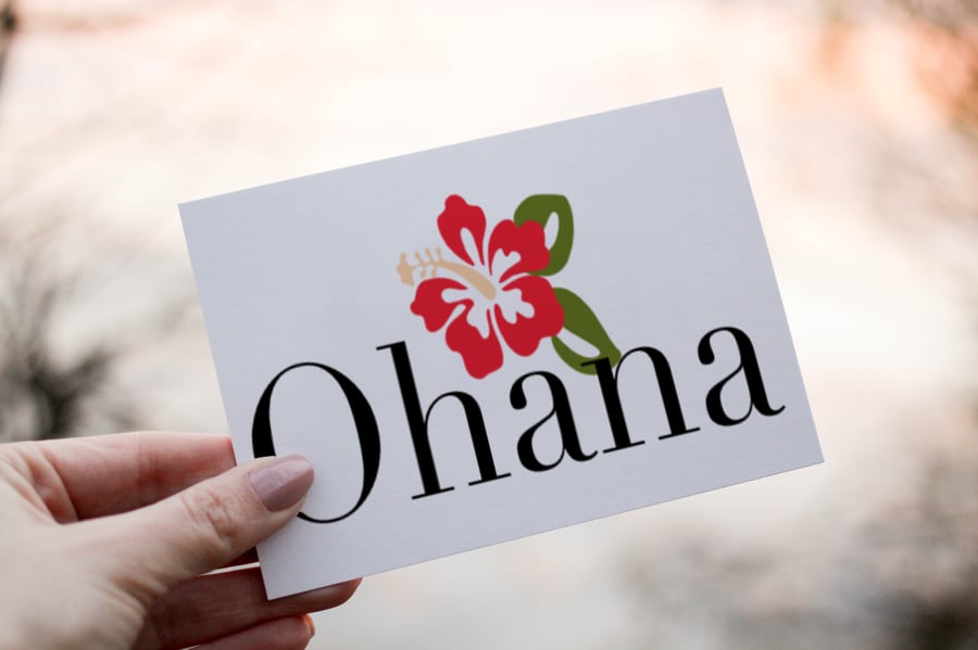 Hawaiian Ohana Birthday Card, Hawaii Text Birthday Card, Personalized Ohana Card