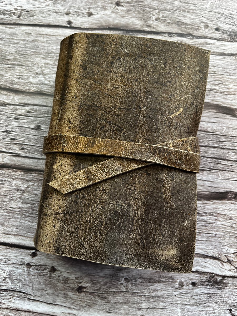 Leather Junk Journal, Mixed Paper Notebook, 140 pages OOAK, Literary Theme