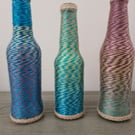 Set of 3 marble yarn wrapped bottles