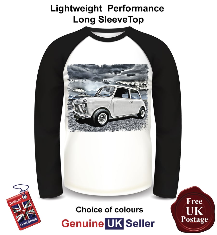 Mini Cooper, White Mini Long Sleeve Mens Top, Mini Mens T Shirt,