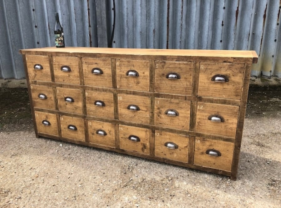 Industrial Up-Cycled Apothecary Chest ( delivery charge info in description