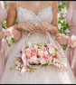 Luxury Wedding Flower Girl Basket & 2x Wrist Corsages Set Blush Pink Handmade
