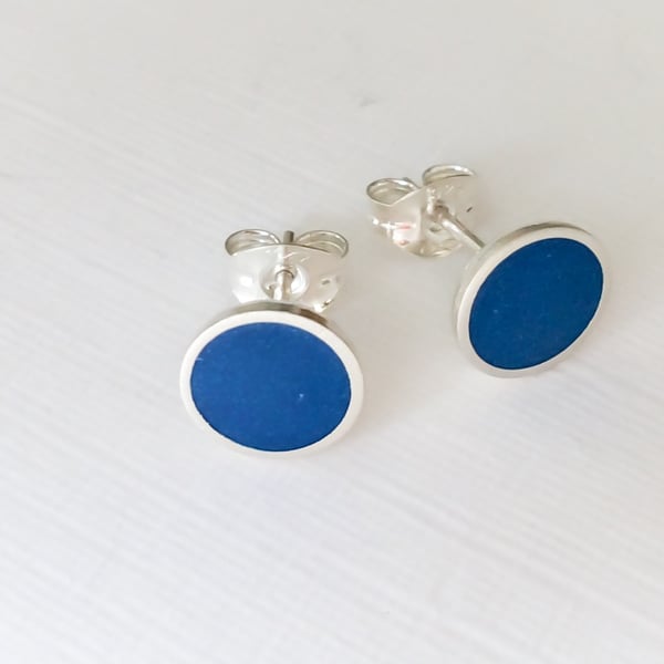 Colour Dot Studs Blue, Minimalist, Everyday Earrings