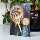 Mother and Child, Cute Japanese Kokeshi Doll inspired Art Print Greetings Card