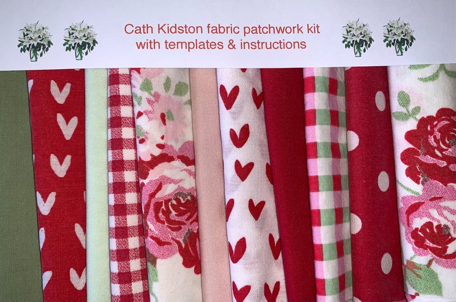 Cath Kitston Rosalie fabric patchwork kit with instructions. Makes five cushions