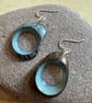 Blue Hoop Tagua nut BoHo dangle earrings