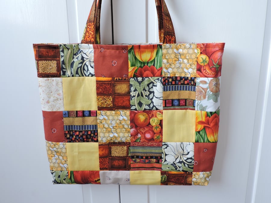 Seconds Sunday Tote Bag Patchwork Yellow Red Orange