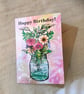 Happy Birthday Bouquet of Flowers Illustrated Card