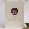 Viola, small Mother's Day card, pressed flower card