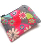 Retro Floral Zip Pouch - Small Zipper Bag For Coins And Small Essentials - Image 1